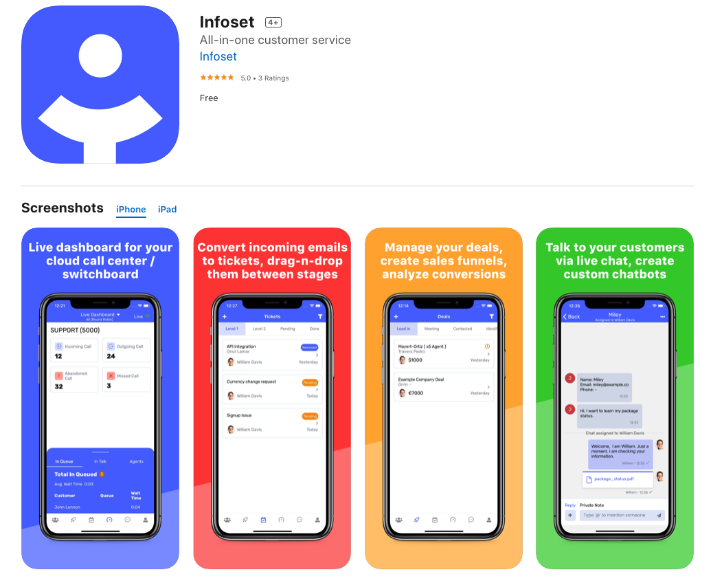 infoset ios android app